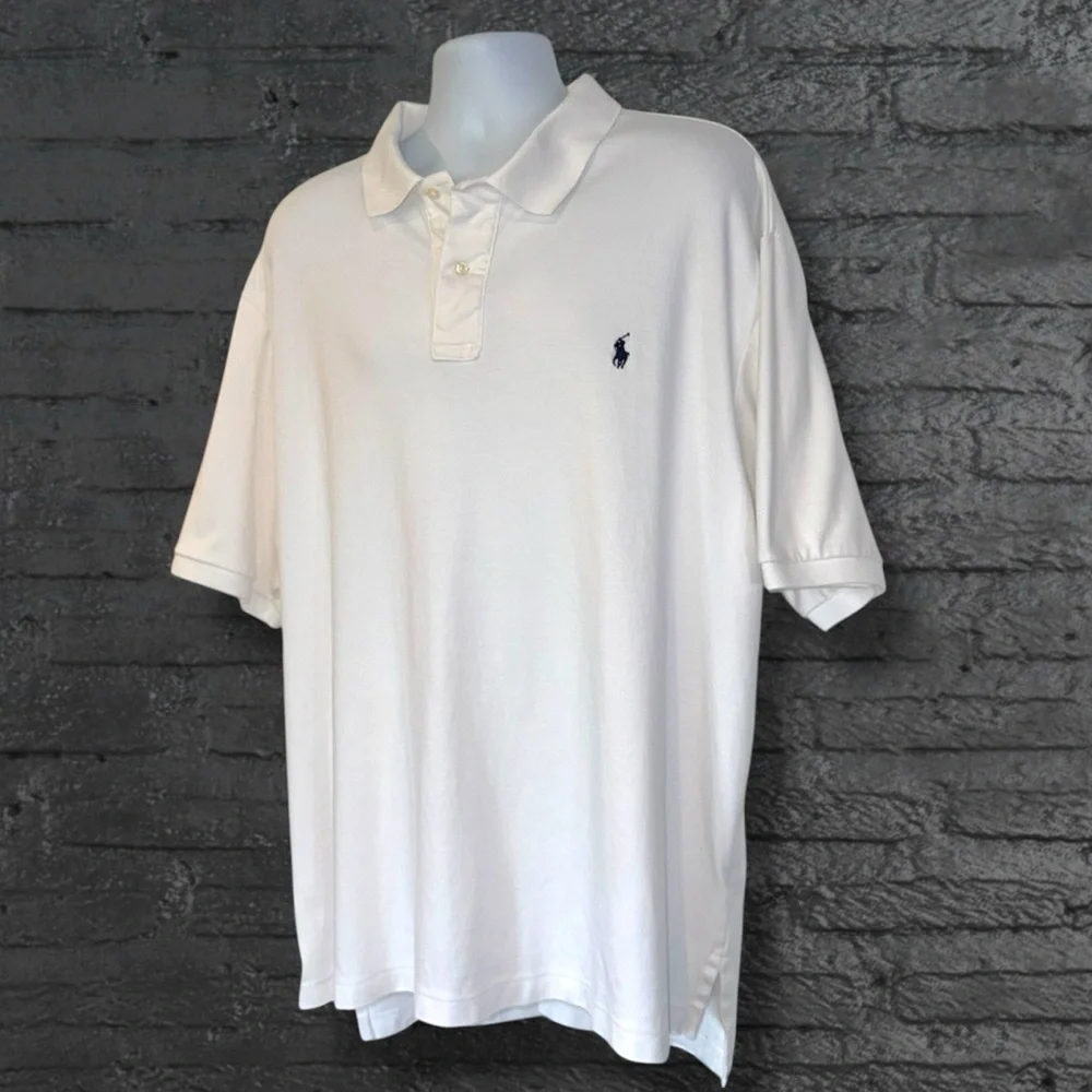 Polo Ralph Lauren 2XB White Classic Fit Polo Shirt Blue Pony Logo